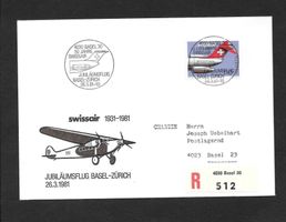 Jubiläumsflug 50 Jahre Swissair Basel - Zürich 50 26.3.1981