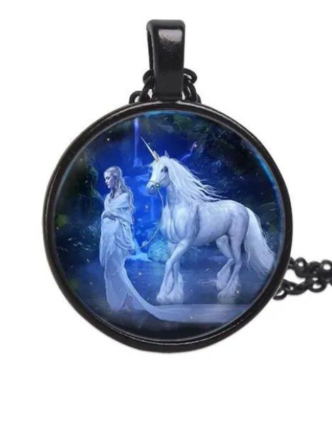 Ciondoli: Halskette Einhorn Vorderseite aus Glas – Nuovo e nell'imballaggio originale da Walenstadt venduto da SchnaeppchenRabe