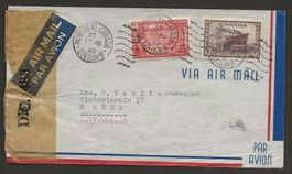 Flugpost Schweiz 1942 Montreal New York Lissabon Barcelona