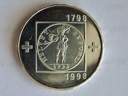 20 Fr. Gedenkmünze 1998 . 200J. Helv. Republik