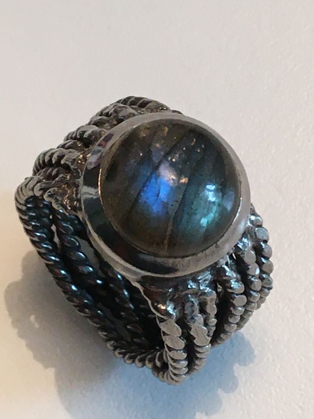 Olga Ribler Anelli: Wunderschöner moderner Ring 925 Sterlingsilber + Labradorit – Nuovo (secondo la descrizione) da Bern venduto da Smile-2707 1