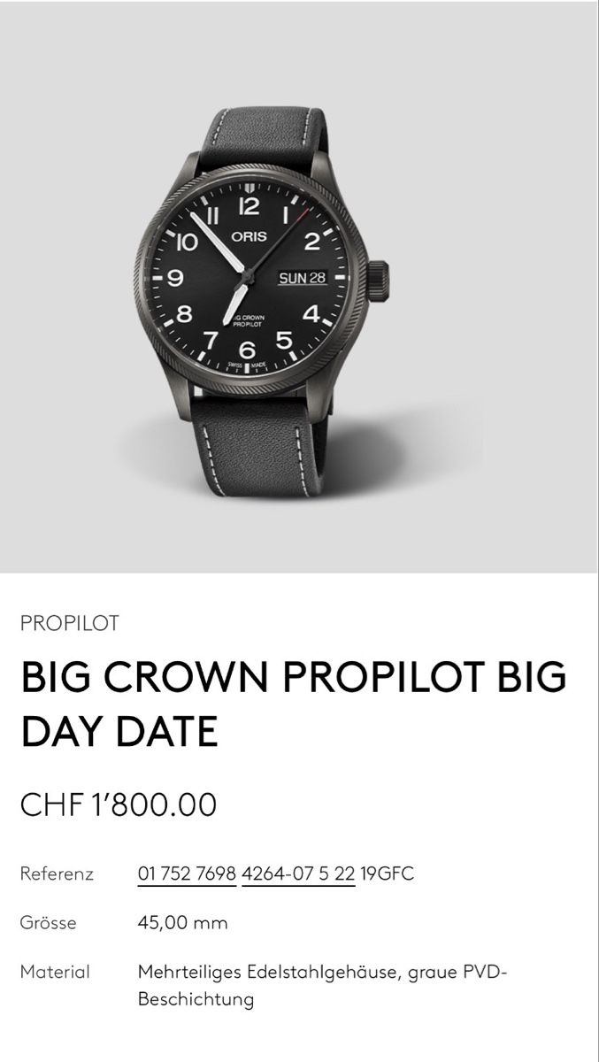 Oris Uhren: Oris Big Crown ProPilot Date Day – Gebraucht aus Frenkendorf von HoroLux 9