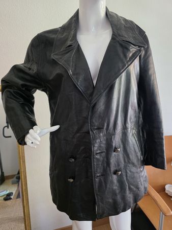 Giacca in pelle nera vintage, taglia M - 