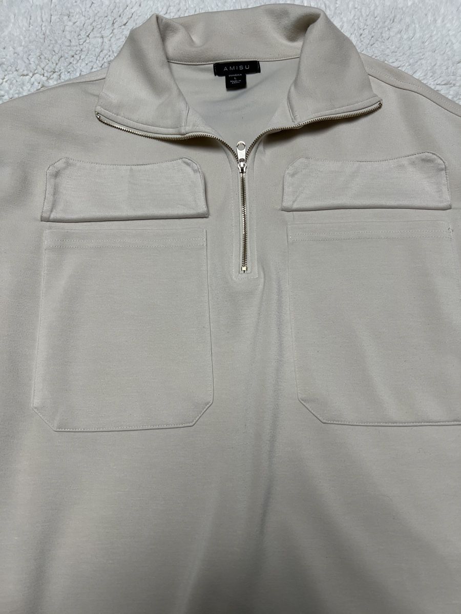 Pullover & Sweatshirts: Pull AMISU beige avec fermeture éclair T.L – Gebraucht aus Chenens von anasantos90 5