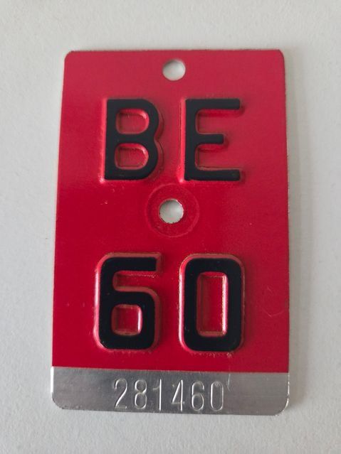Sachs Insegne: Velonummer BE 60 plaque Velo – Usato da Schenkon venduto da Uhu007