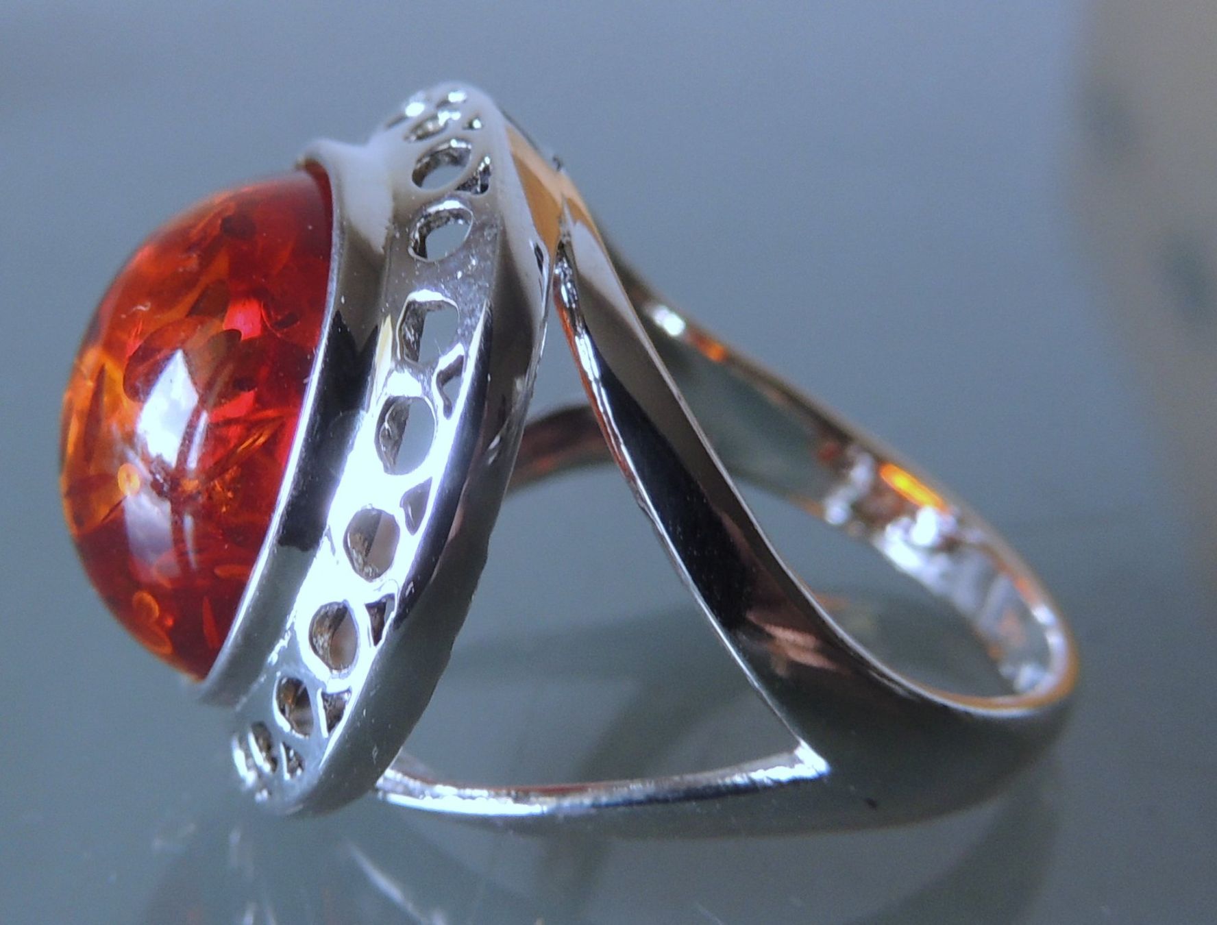 Bagues: Bernstein Silber 925 Fingerring Gr. 57 – D'occasion à Waldenburg par schaller707 2
