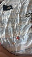 Collier perles roses et fleur bon état