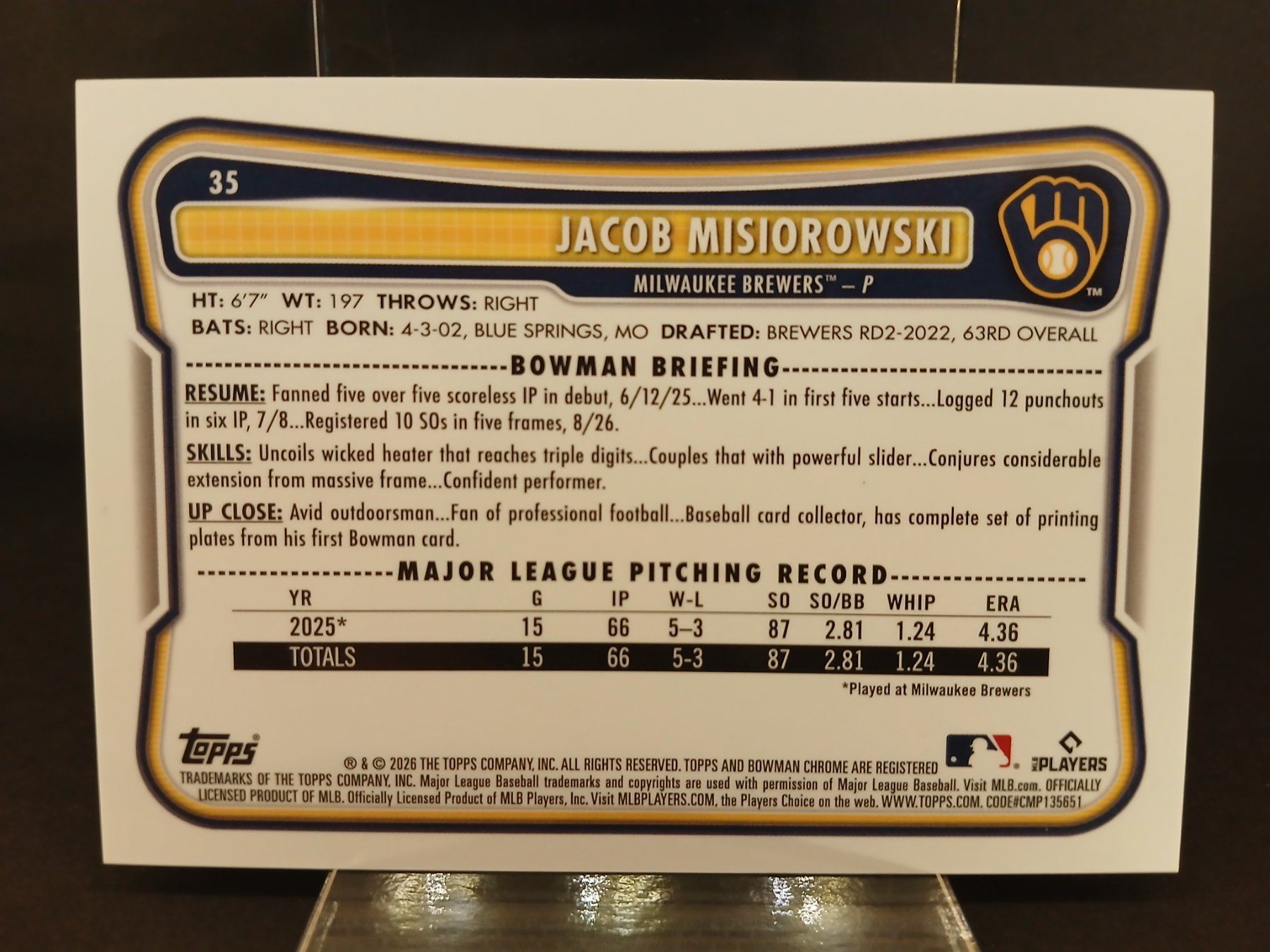 MLB Carte collezionabili: Topps Bowman Jacob Misiorowski Mojo Image Variation RC SSP – Nuovo (secondo la descrizione) da Schaffhausen venduto da Hariyama 1