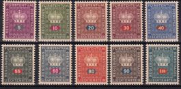 Liechtenstein Serie D36 - D45 ** Dienstmarken 7.11.1950