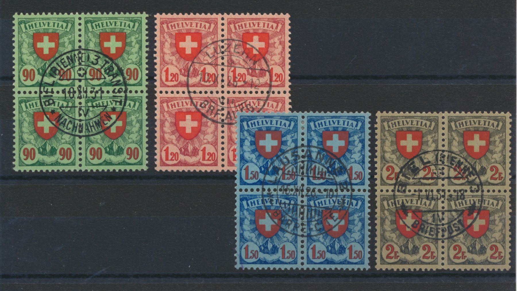 Tutti i francobolli: Freimarken 163-166 Viererblock gestempelt – Usato da Roggwil BE venduto da Stampdealer3
