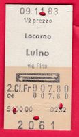 KARTON BILLETT, LOCARNO - LUINO, 2.KLASSE, RETOUR, HALBTAX