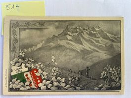Alte Ansichtskarte Berglandschaft mit Schweizer Wappen, 1904