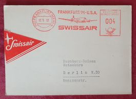 Swissair Doppelkarte 1953 -  Frankfurt Abendkurse
