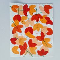 Aquarell Bild Original - Blumen rot orange - 19 x 24cm