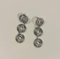 SILVER STAINLESS STEEL SPIRAL DROP EARRINGS
