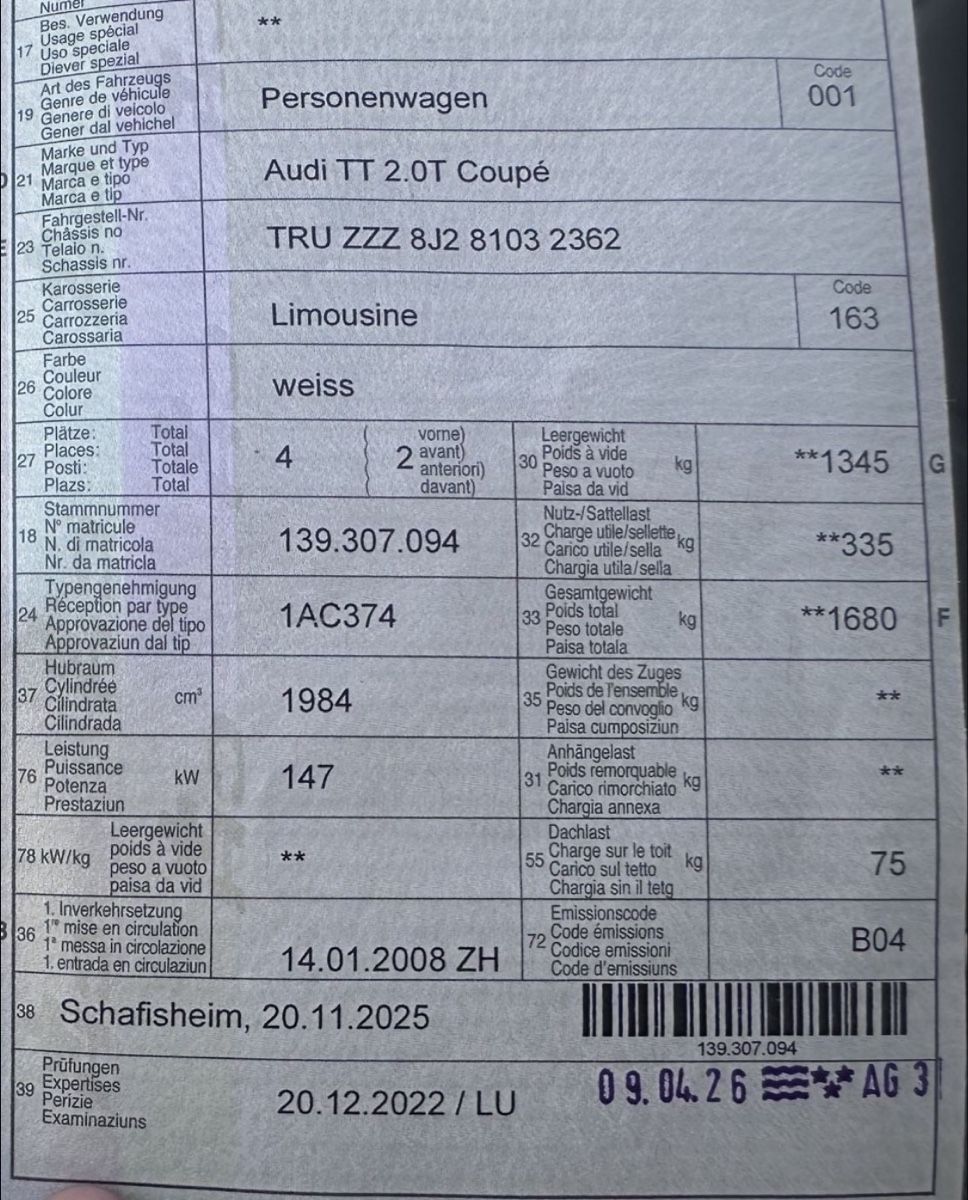 Audi Automobili: Audi TT sportliches Coupé – Usato da Zürich venduto da bur_p68t 4