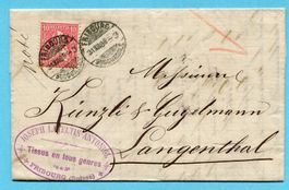Faltbrief von Fribourg nach Langenthal 1880