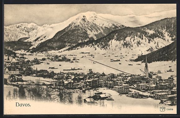 Cartoline postali: Davos, Totalansicht im Winter aus der Vo – Usato da Berlin venduto da bartko-reher