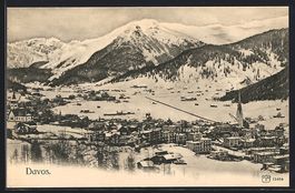 Davos, Totalansicht im Winter aus der Vo