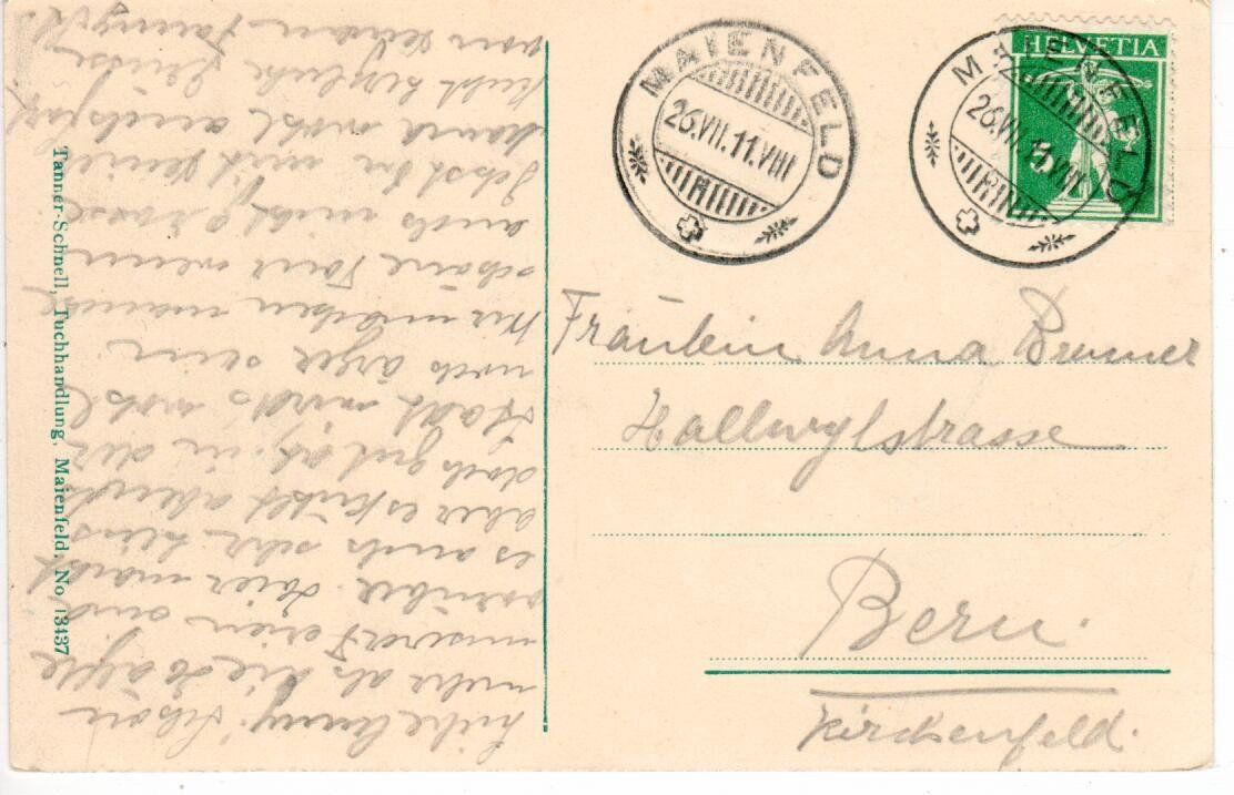 Cartoline postali: Maienfeld 1911 – Usato da Wolhusen venduto da Curver9 1