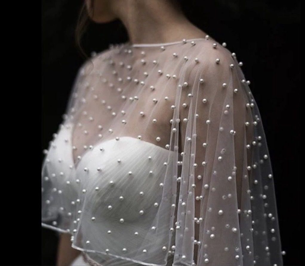 Bolero: Braut Cape/ Bolero mit Perlen Hochzeit – Nuovo (secondo la descrizione) da Uitikon Waldegg venduto da ste_7ck7 1