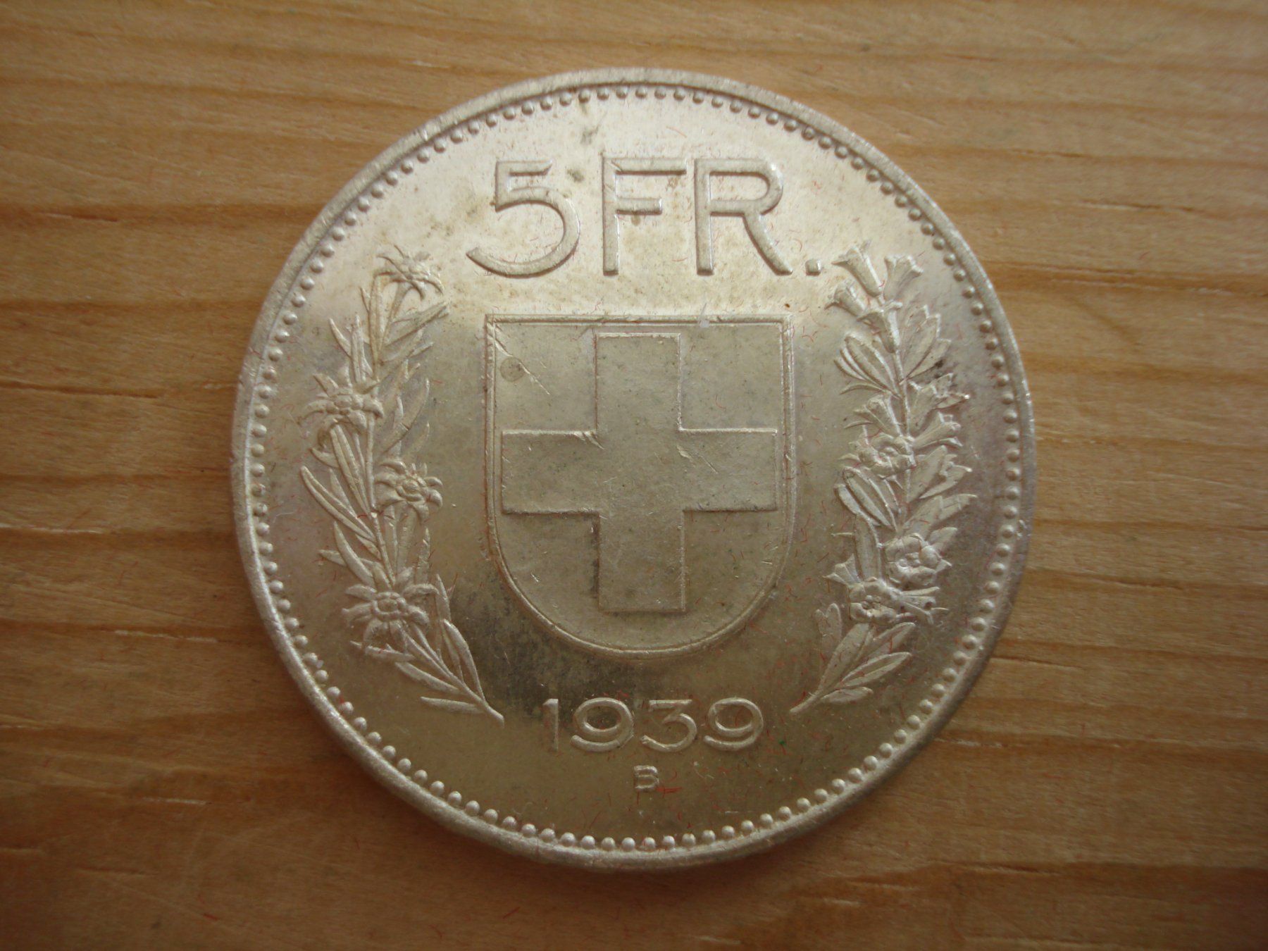 Alle Münzen: (S1)    5 Franken 1939 STGL – Gebraucht aus Erlach von Net-Coins