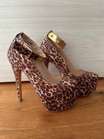 Leopardenmuster High Heels mit goldenen Details, Grösse 36