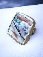Statement-Ring Silber & Dendritopal. Grösse 56,5.
