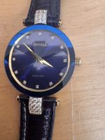 Jowissa montre femme avec strass cadran bleu bracelet cuir