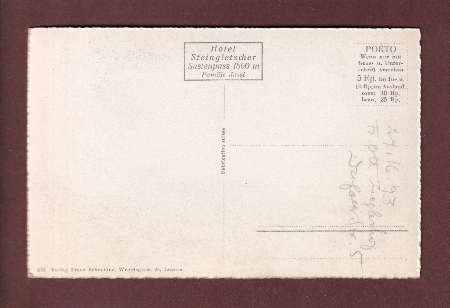Cartoline postali: Sustenstrasse - STEINGLETSCHER – Usato da Pully venduto da nicecards 1