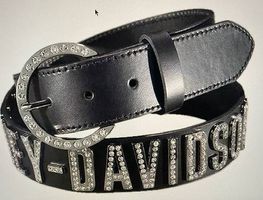 Harley-Davidson Damengürtel Kristall-HD Schrift,  Leder 