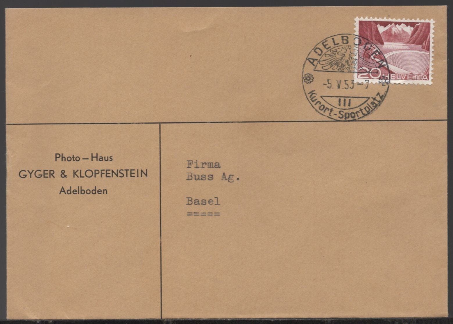 Alle Briefmarken: ADELBODEN 5.V.53  K - STEMPEL K 75 – Gebraucht aus Aarau von kufi44 1