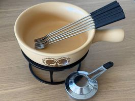 Käsefondue Set komplett Ø22cm  Caquelon, Brenner & 6 Gabeln