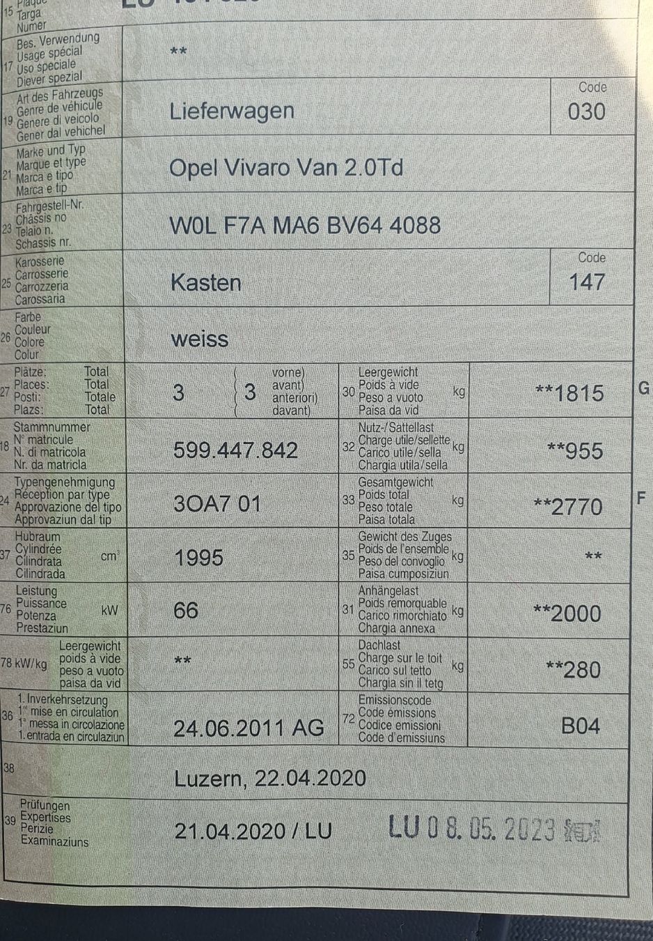 Opel Camping Fahrzeuge: Opel Vivaro L1H1 2.0 TD – Gebraucht aus Zell LU von LUC.. 8