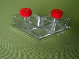 4 teil. Art Deco Menage mit rotem Deckel
