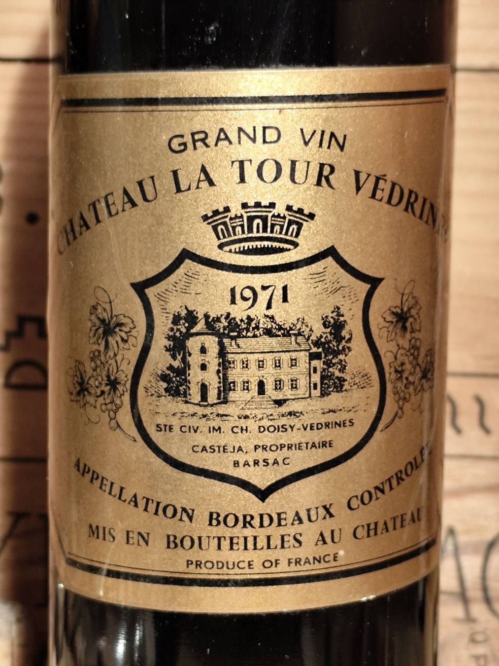 Vino: 1971 Chateau La Tour Vedrines – Nuovo e nell'imballaggio originale da Büsserach venduto da Vintage-vins