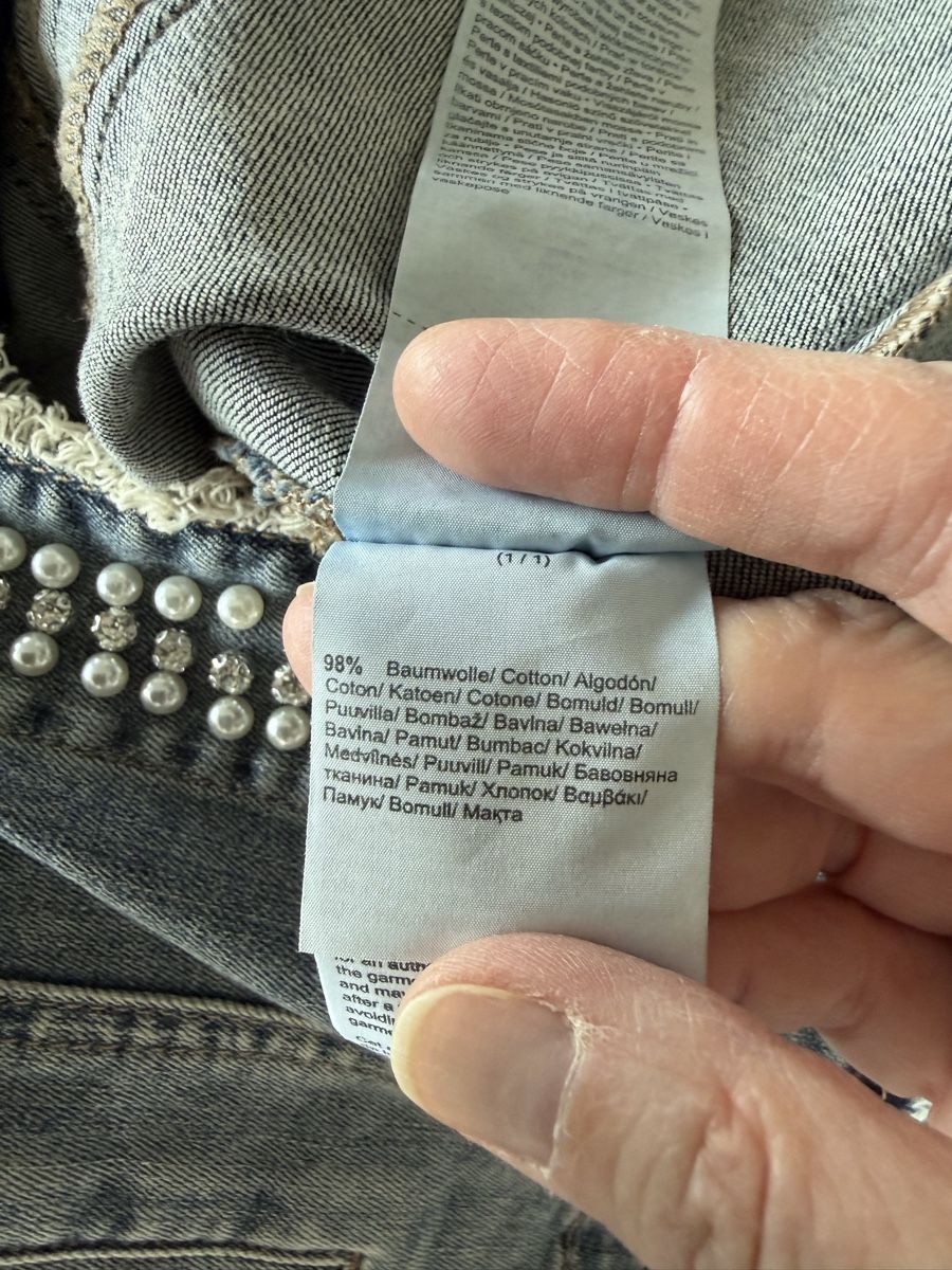 Comma Giacche: Comma Jeansjacke mit Perlen und Glitzersteinen – Nuovo (secondo la descrizione) da Zürich venduto da Sunset69 5