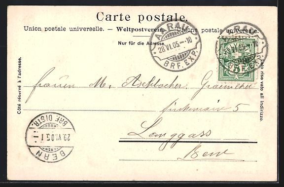 Cartoline postali: AK Aarau, Kettenbrücke, 1905 – Usato da Berlin venduto da bartko-reher 1