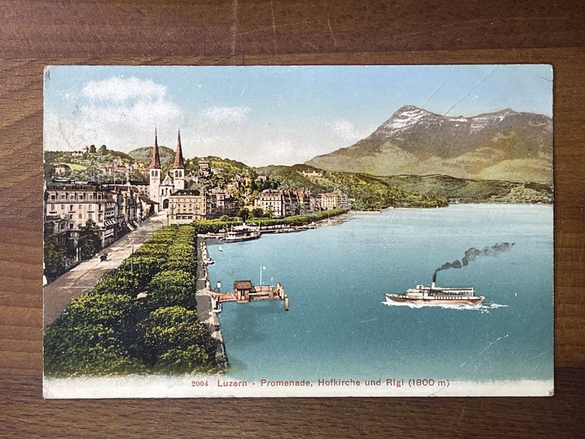 Ansichtskarten: Alte Ansichtskarte Luzern Promenade, Hofkirche, Rigi – Gebraucht aus Strengelbach von Aschatan5