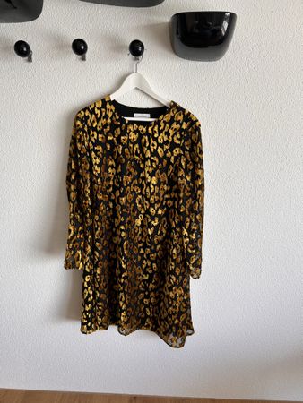 Samsøe Samsøe Kayla LS Dress – Leo Kleid Schwarz/Gold Gr L