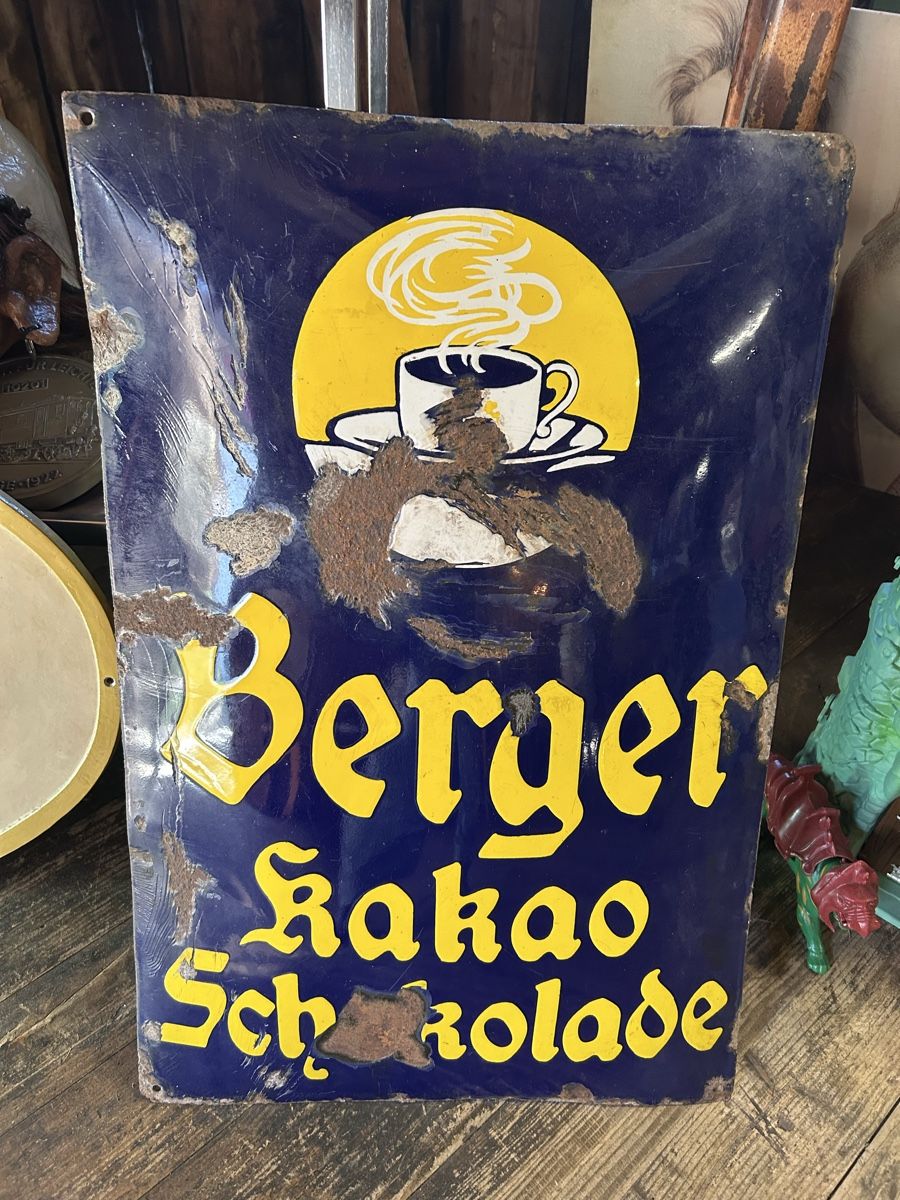 Insegne: Original Berger Kakao Schololade Emailschild – Usato da Urnäsch venduto da montags-lager