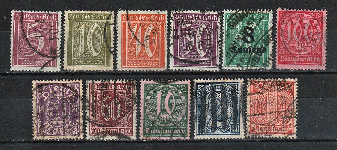 Alle Briefmarken: Deutsches Reich 1922 div. Ziffern – Gebraucht aus Arlesheim von gaugi43