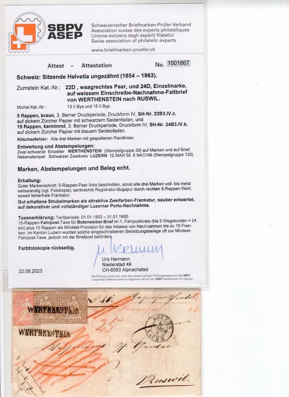 Tutti i francobolli: Strubelbrief mit Attest – Usato da Wolhusen venduto da Curver9