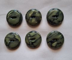 6 Stück Knöpfe, Olivgrün, marmorierte Optik, 28 mm.