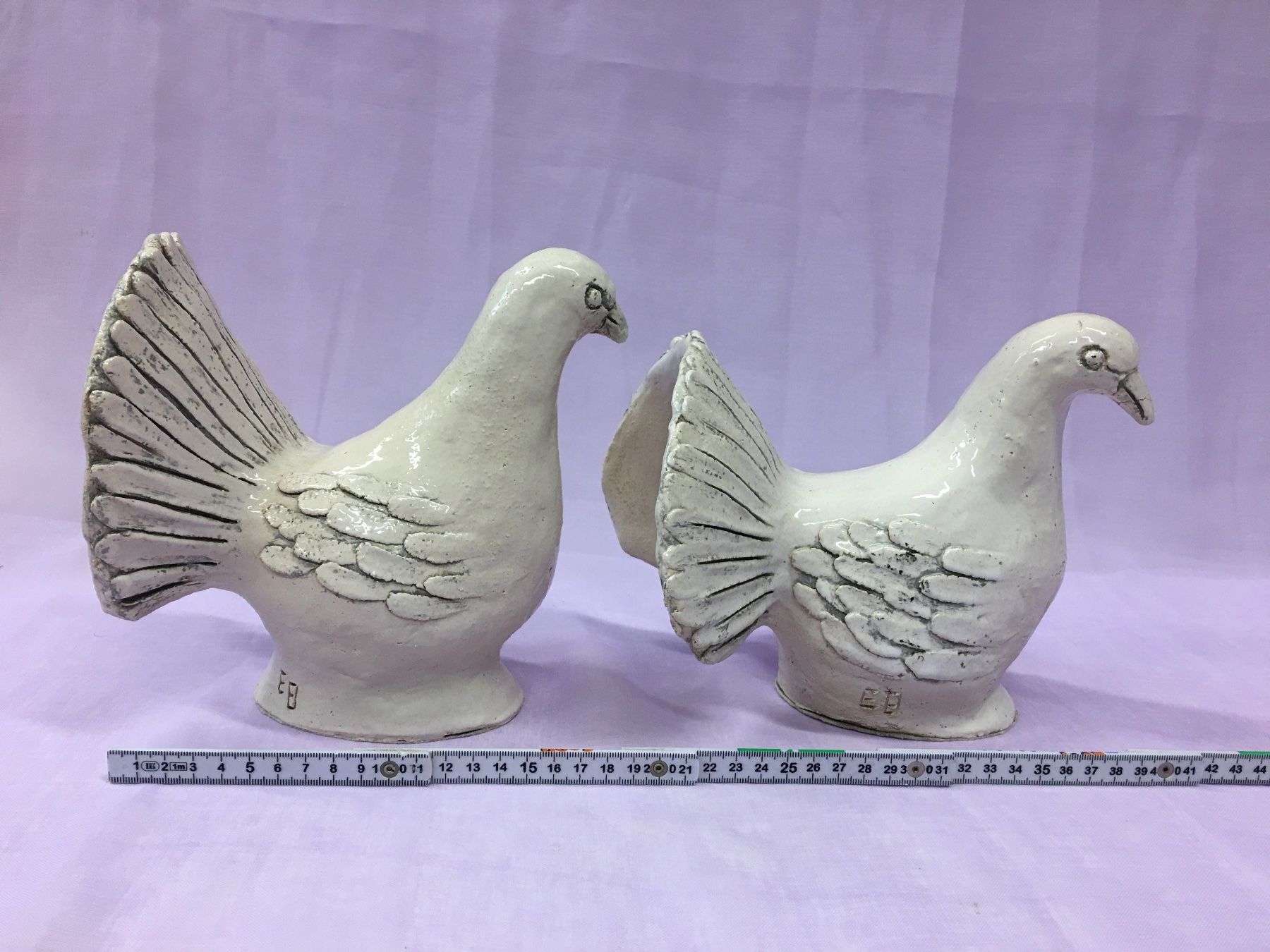 Figuren: 2 Deko Tauben, weiss, Keramik, Vintage – Gebraucht aus Olten von ELHANDEL 6
