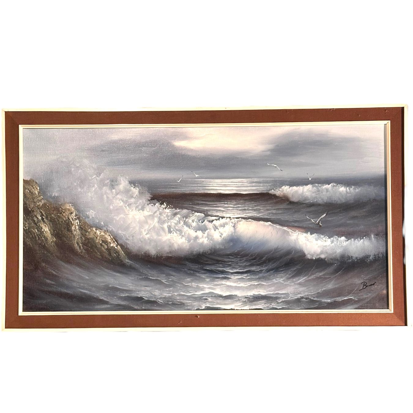 Gemälde: Superbe Large Oil Painting Deep Waves signed by Bruno – Gebraucht aus Lausanne von artnouveau04