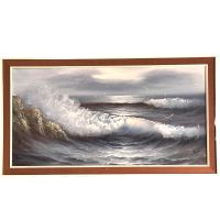 Superbe Large Oil Painting Deep Waves signed by Bruno