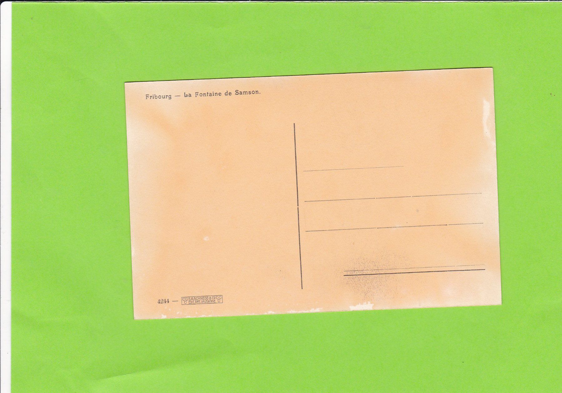 Cartoline postali: Fribourg-La Fontaine de Samson – Usato da St. Peterzell venduto da neckertal 1