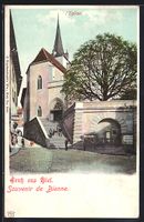 Biel, Strassenpartie mit Kirche u. Trepp