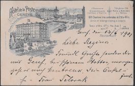 1901 AK Litho Hotel del la POSTE zwei Ansichten top ab 1.-